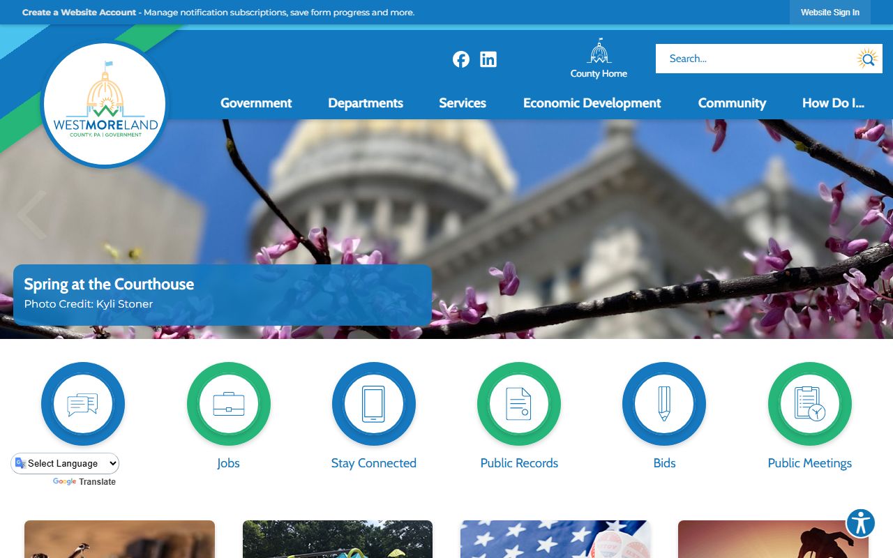 Westmoreland County Clerk of Courts page